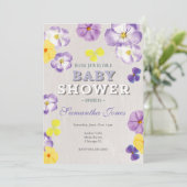 Pansies violas baby shower uitnodiging (Staand voorkant)