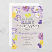 Pansies violas baby shower uitnodiging (Voorkant / Achterkant)