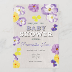 Pansies violas baby shower-uitnodiging kaart