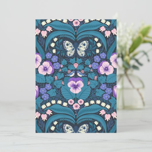 Pansies, vogels en vlinders (Staand voorkant)