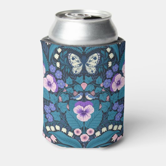 Pansies, vogels en vlinders blikjeskoeler (Blikje Achterkant)