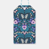 Pansies, vogels en vlinders cadeaulabel (Voorkant)