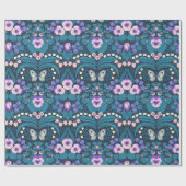 Pansies, vogels en vlinders cadeaupapier (Vlak)