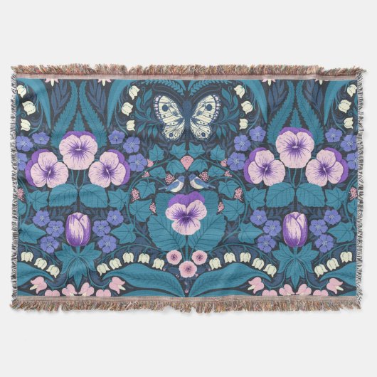 Pansies, vogels en vlinders deken (Voorkant)