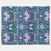 Pansies, vogels en vlinders fleece deken (Voorkant (Horizontaal))