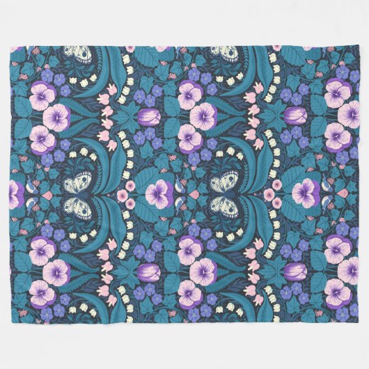 Pansies, vogels en vlinders fleece deken (Voorkant (Horizontaal))