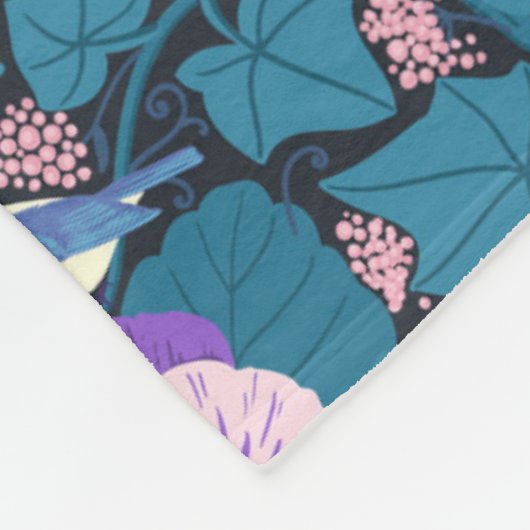 Pansies, vogels en vlinders fleece deken (Hoek)