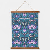Pansies, vogels en vlinders hangend wandkleed (Voorkant)