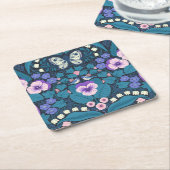 Pansies, vogels en vlinders kartonnen onderzetters (Schuin)