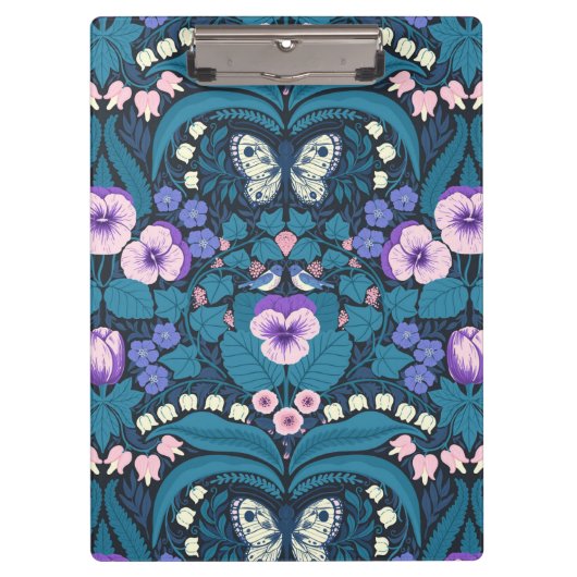 Pansies, vogels en vlinders klembord (Voorkant)