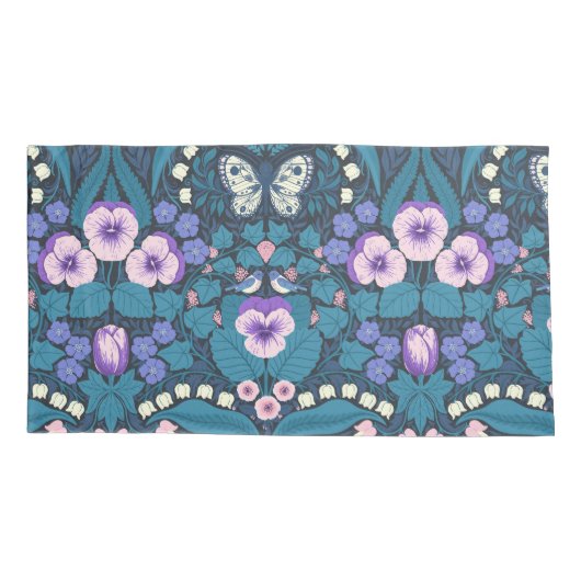 Pansies, vogels en vlinders kussensloop (Achterkant-Links)