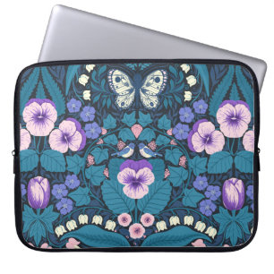 Pansies, vogels en vlinders laptop sleeve