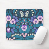 Pansies, vogels en vlinders muismat (Met muis)