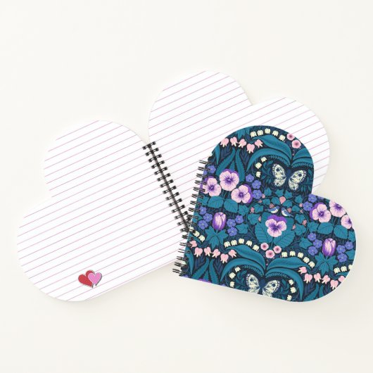 Pansies, vogels en vlinders notitieboek (Binnen)