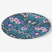 Pansies, vogels en vlinders papieren bordje (Gekanteld)