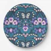 Pansies, vogels en vlinders papieren bordje (Voorkant)