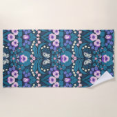 Pansies, vogels en vlinders strandlaken (Voorkant)