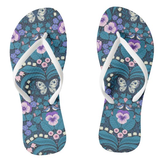 Pansies, vogels en vlinders teenslippers (Voetbed)