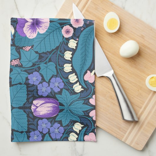 Pansies, vogels en vlinders theedoek (Quarter Fold)