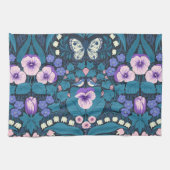 Pansies, vogels en vlinders theedoek (Horizontaal)