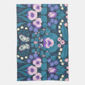 Pansies, vogels en vlinders theedoek (Verticaal)