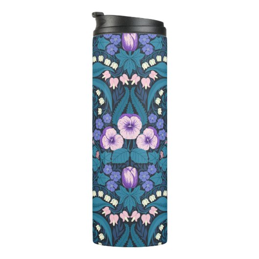 Pansies, vogels en vlinders thermosbeker (Geroteerd rechts)