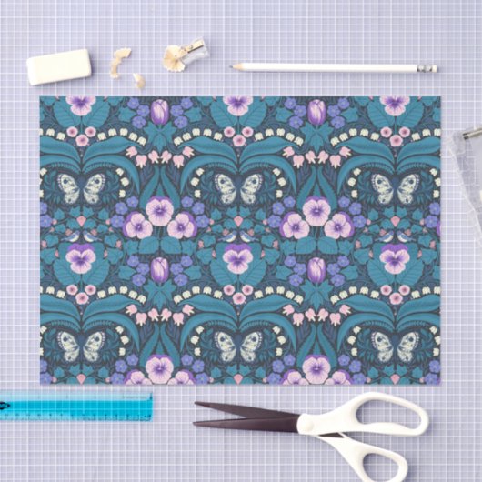 Pansies, vogels en vlinders tissuepapier (Craft)