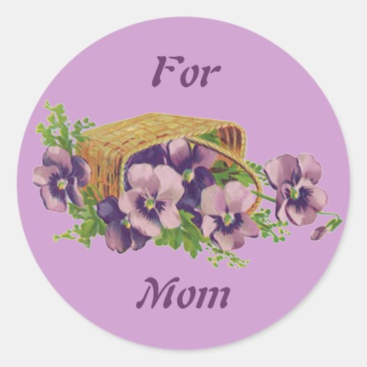 Pansies voor Mam Ronde Sticker (Voorkant)