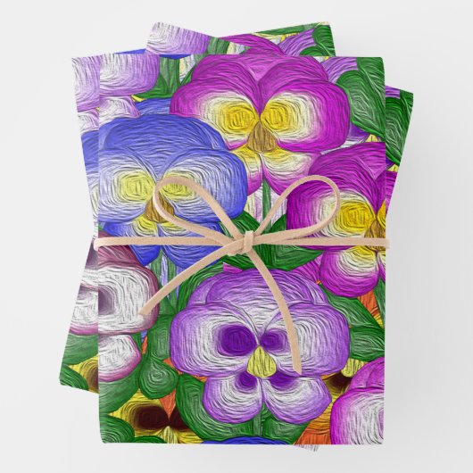 Pansies Wrapping Paper Sheets (In situ)