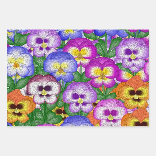 Pansies Wrapping Paper Sheets (Voorkant)