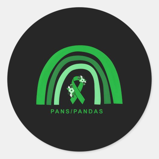 Panspanda's Bewustzijn Bloemen Groen Lint Regenboo Ronde Sticker (Voorkant)