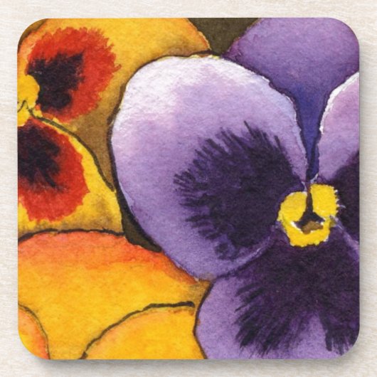"Pansy #1" Floral Onderzetter set (Voorkant)