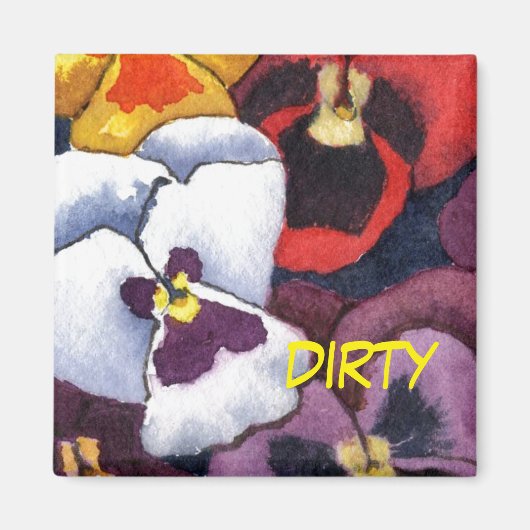 "Pansy #2" Dirty Floral Dishwasher Status Magnet (Voorkant)