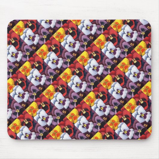 "Pansy #2" Gekrenkt patroonflessin Mousepad Muismat (Voorkant)
