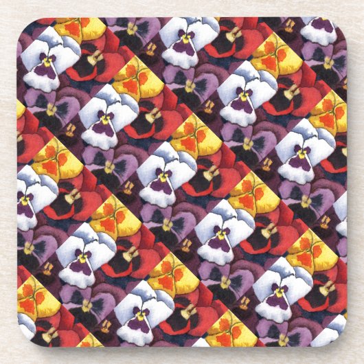 "Pansy #2 Tiled Pattern" Floral Onderzetter set (Voorkant)