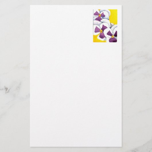 "Pansy #4" Floral Stationery Briefpapier (Voorkant)