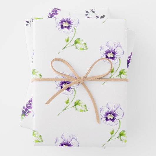 Pansy and Lavender Assortment of Wrapping Paper (In situ)