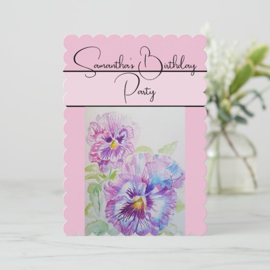 Pansy Aquarel Violette violen Bloem Kaart (Staand voorkant)