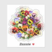 Pansy Arrangement met Butterflies Contour Sticker (Vel)