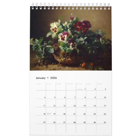 Pansy Art Calendar (11 x 7 inch) Kalender (Jan 2026)