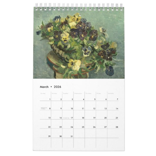 Pansy Art Calendar (11 x 7 inch) Kalender (Mar 2026)