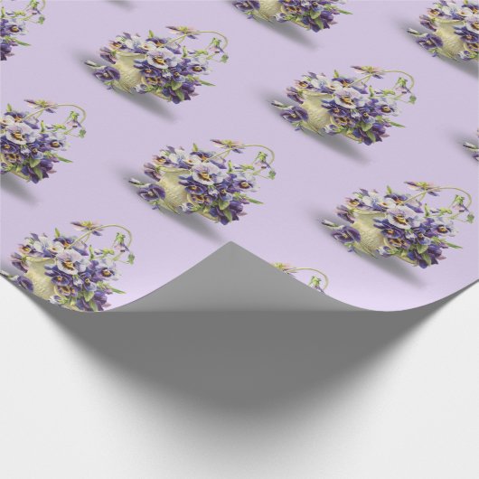 Pansy Basket on Paars Cadeaupapier (Hoek)