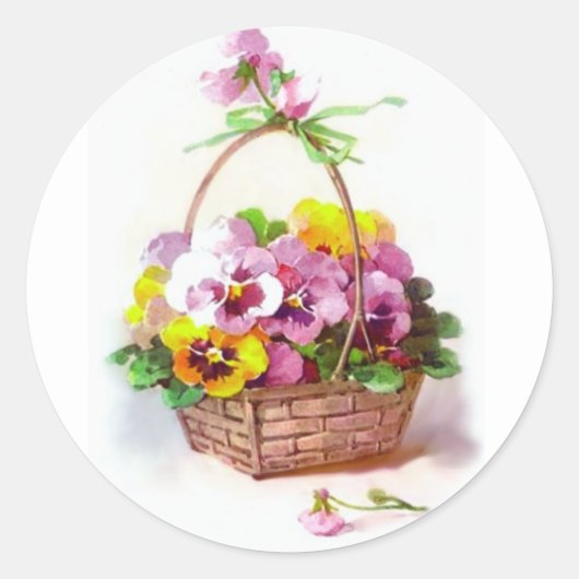 Pansy Basket Ronde Sticker (Voorkant)
