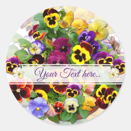 PANSY BEAUTY ADD JOUW TEKST RONDE STICKER (Voorkant)