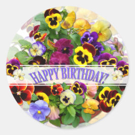 PANSY BEAUTY BIRTHDAY GREETING RONDE STICKER