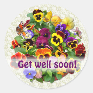 PANSY BEAUTY "Get Well" Ronde Sticker