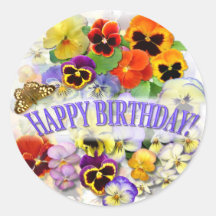 Pansy Beauty met vlinder Birthday Greeting