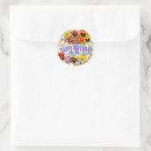 Pansy Beauty met vlinder Birthday Greeting Ronde Sticker (Tas)