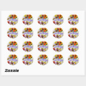 Pansy Beauty met vlinder Birthday Greeting Ronde Sticker (Vel)
