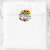 Pansy Beauty met vlinder Birthday Greeting Ronde Sticker (Tas)